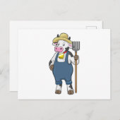 Carte Postale Cow as Farmer with Pitchfork (Devant / Derrière)
