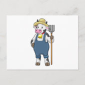 Carte Postale Cow as Farmer with Pitchfork (Devant)