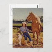 Carte Postale Cow-girl vintage (Devant / Derrière)