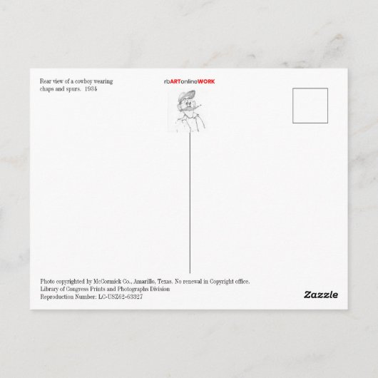 Carte postale Cowboy (Dos)