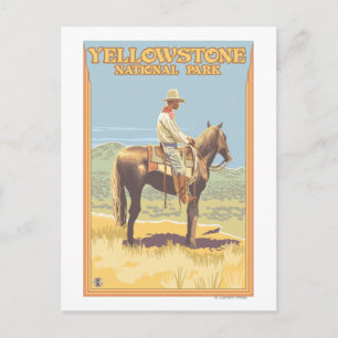 Carte Postale Cowboy à cheval - Yellowstone National