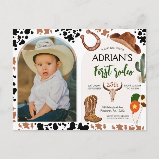 Carte Postale Cowboy Anniversaire 1er Rodéo Anniversaire (Devant)