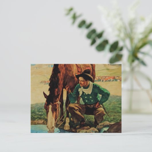 Carte Postale Cowboy arroser son cheval par NC Wyeth (Debout devant)