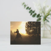 Carte Postale Cowboy avec Lasso au coucher du soleil (Debout devant)
