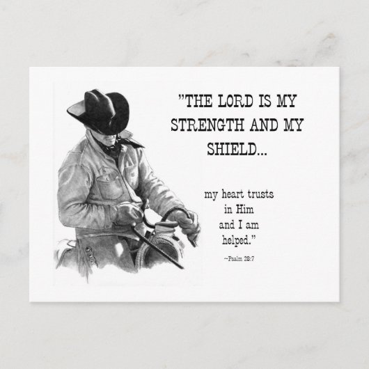 CARTE POSTALE COWBOY : BIBLE : STRENTGH, SHIELD : RÉALISME PENCI (Devant)