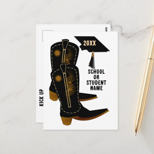 Carte Postale Cowboy Boots Graduation (Devant/Arrière en situation)