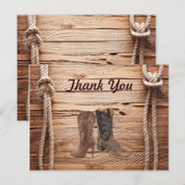 Carte Postale Cowboy Boots Western mariage campagnard merci (Devant / Derrière)