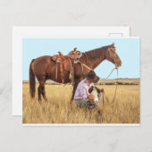 Carte Postale Cowboy, Cheval et Chien (Devant / Derrière)