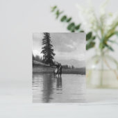 Carte Postale Cowboy dans un étang (Debout devant)