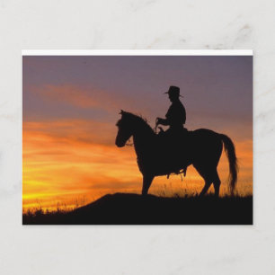 Carte Postale Cowboy de coucher du soleil