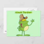 Carte Postale Cowboy Frog Waving Howdy (Devant / Derrière)