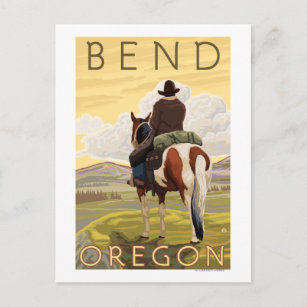 Carte Postale Cowboy & Horse - Bend, Oregon