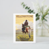 Carte Postale Cowboy & Horse - Parc national de Yellowstone (Debout devant)