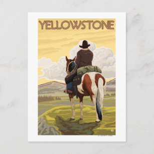 Carte Postale Cowboy & Horse - Parc national de Yellowstone