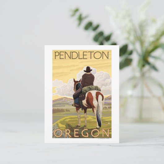 Carte Postale Cowboy & Horse - Pendleton, Oregon (Debout devant)