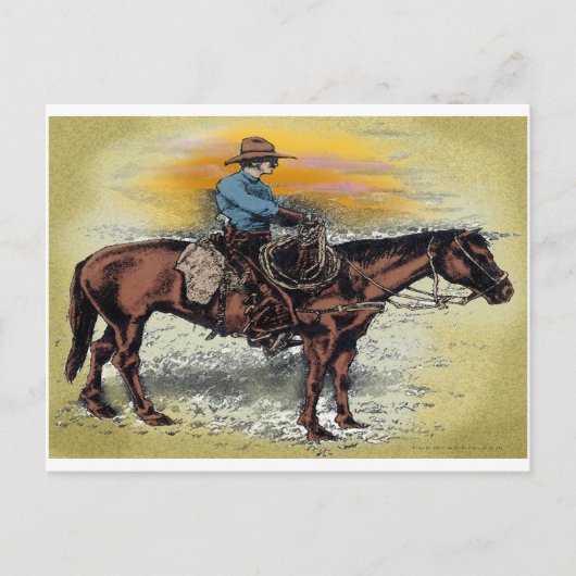 Carte Postale Cowboy n Sunset (Devant)