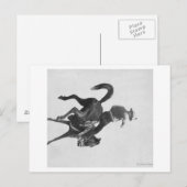 Carte Postale Cowboy Ned Coy montant un bronco cabré nommé (Devant / Derrière)