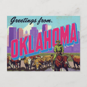 Carte Postale Cowboy Oklahoma Cattle City