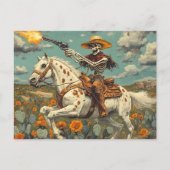 Carte Postale Cowboy squelette sur un cheval Appaloosa dans les  (Devant)