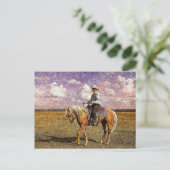 Carte Postale Cowboy sur un cheval palomino (Debout devant)