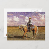 Carte Postale Cowboy sur un cheval palomino (Devant / Derrière)