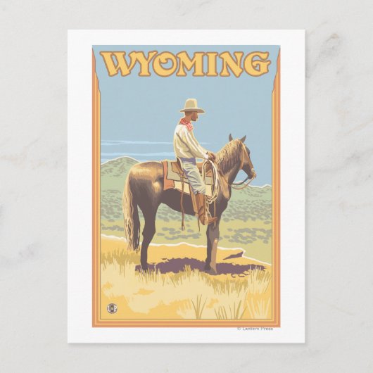 Carte Postale Cowboy (Vue latérale)Wyoming (Devant)
