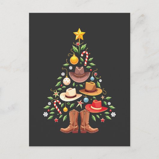 Carte Postale Cowboy Western Christmas Tree Père Noël (Devant)