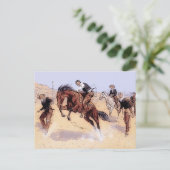 Carte Postale Cowboys - Cowboy Breaking Horse (Debout devant)