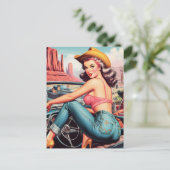 Carte Postale Cowgirl Pin-Up Vintage (Debout devant)