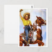 Carte Postale Cowgirl Rider Pin Up (Devant / Derrière)