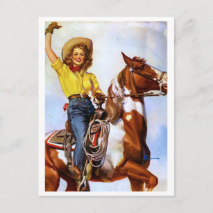 Carte Postale Cowgirl Rider Pin Up