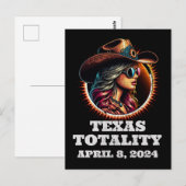 Carte Postale Cowgirl Total Solar Eclipse 4.08.2024 Texas (Devant / Derrière)