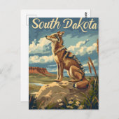 Carte Postale Coyote du Dakota du Sud (Devant / Derrière)