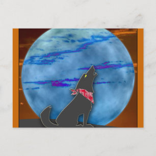 Carte Postale Coyote Howling à la Lune Bleue