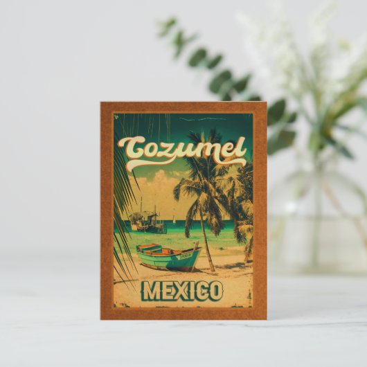 Carte Postale Cozumel Palm Tree Retro 80s Playa mexicaine (Debout devant)