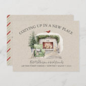 Carte Postale Cozy New Address with Fireplace Holiday (Devant / Derrière)