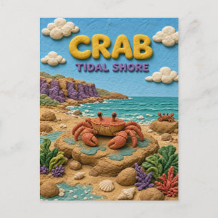 Carte Postale Crabe, argile de rivage tidale Art