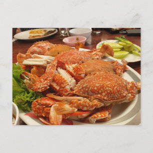 Carte Postale ฺฺ Crabe Bleu À La Vapeur Fruits De Mer Délicieux 