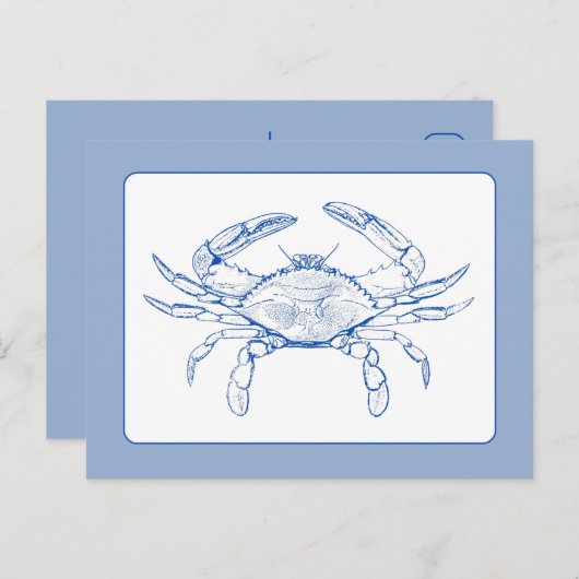 Carte Postale Crabe bleu et blanc côtier (Devant / Derrière)