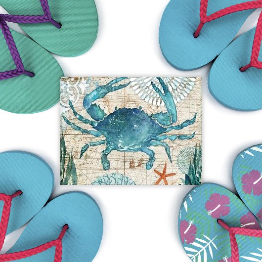 Carte Postale Crabe bleu marine vintage