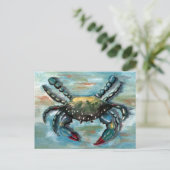 Carte Postale Crabe bleu sur bleu (Debout devant)