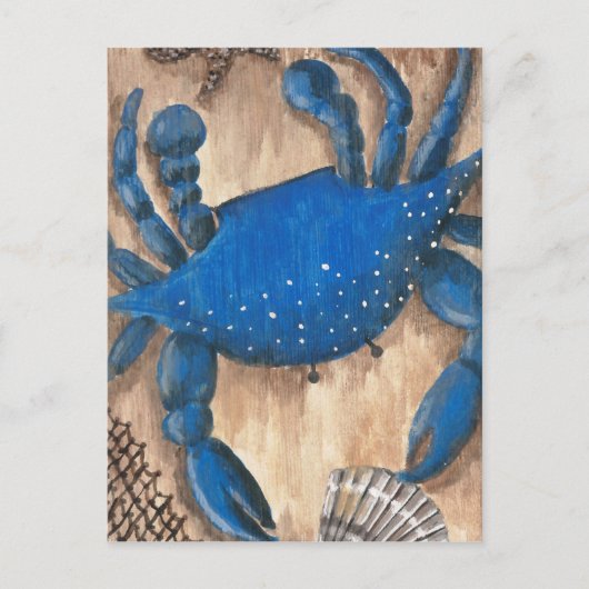 Carte Postale Crabe, coquille et filet (Devant)