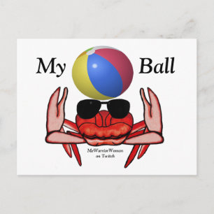 Carte Postale Crabe de plage, My Ball, MeWarriorWoman sur Twitch