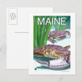 Carte Postale Crabe du Maine et pêcheur (Devant / Derrière)