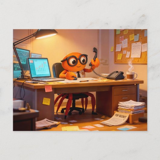 Carte Postale Crabe Espion Coordonnant le Travail de Mission sur (Devant)