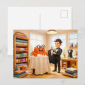 Carte Postale Crabe Espion se Faisant Habiller sur Mesure (Devant / Derrière)