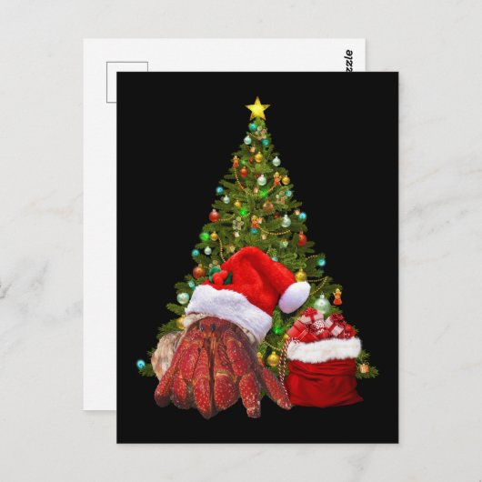 Carte Postale Crabe père Noël Amusant Crabe de Noël Hermite Crab (Devant / Derrière)