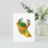 Carte Postale Crabe turquoise et doré (Debout devant)