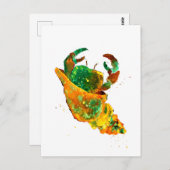 Carte Postale Crabe turquoise et doré (Devant / Derrière)