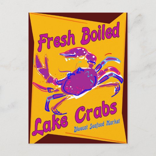 Carte Postale Crabes du lac fraîchement bouilli (Devant)